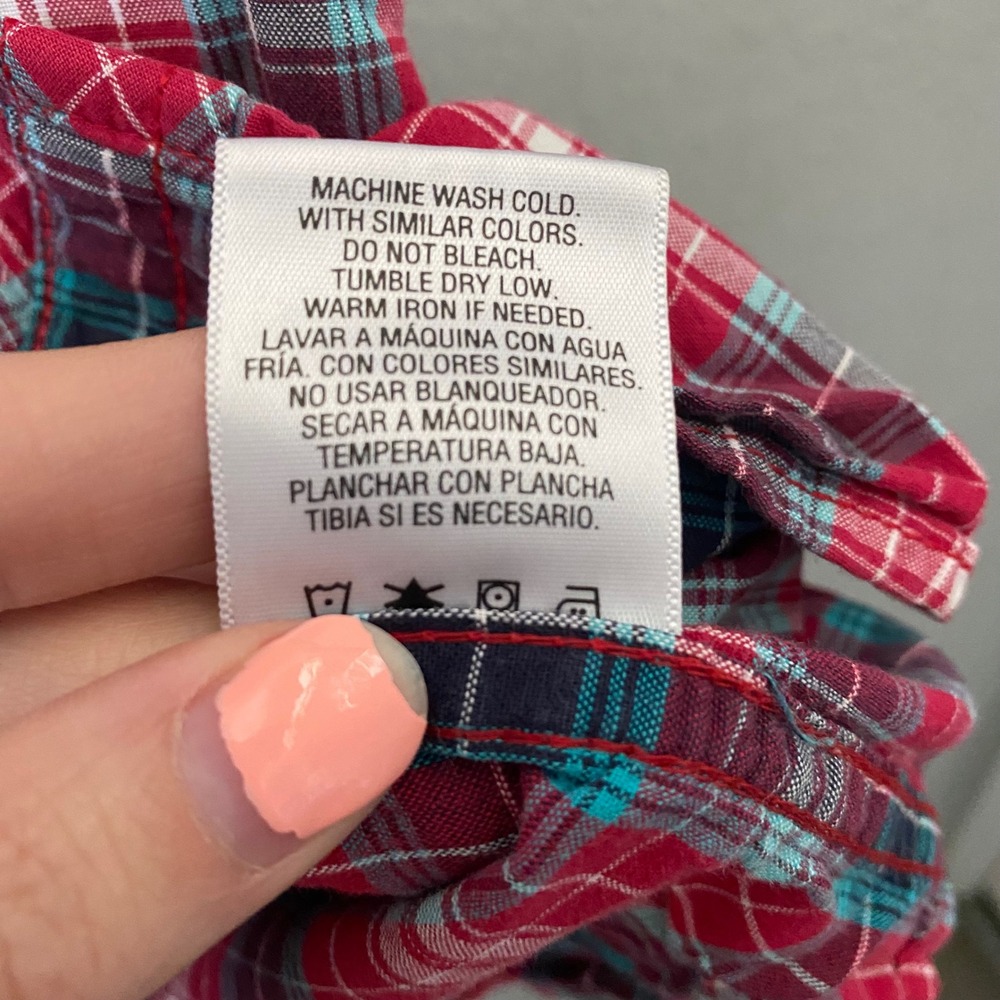 Roebuck & Co Womens Red Blue Plaid Western Snap Short Sleeve‎ Cotton Shirt S/C - Picture 6 of 7